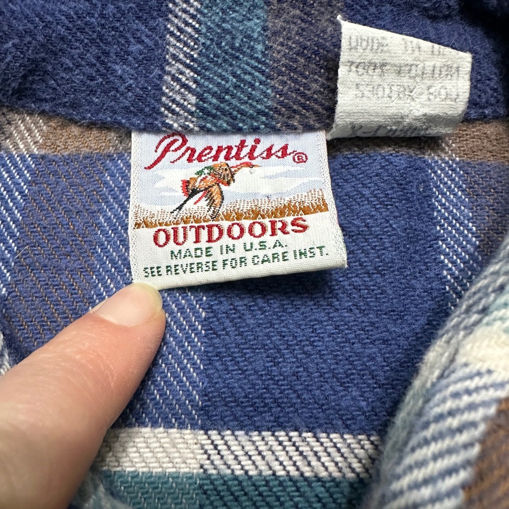VTG 90s Prentiss Outdoors Plaid‎ Flannel Shirt Mens XL Heavy Cotton Made in USA - Picture 4 of 12